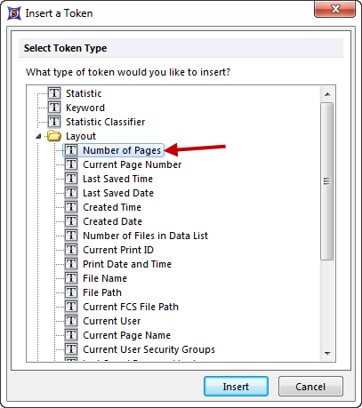 Figure 19.14  Insert a Token Dialog
