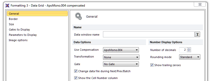 Figure 8.45  Formatting General Dialog for Data Grids