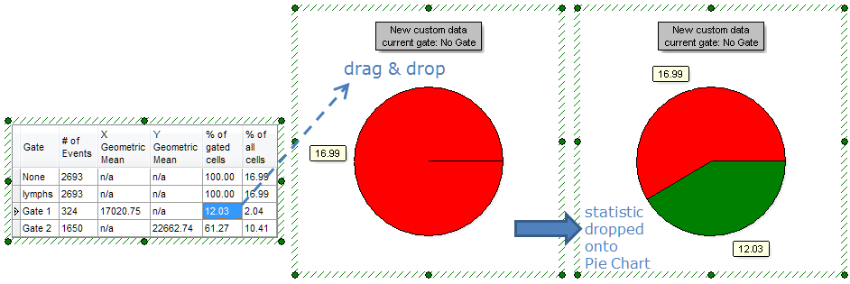 Figure 11.17 Dragging and dropping a statistic token to the Pie Chart