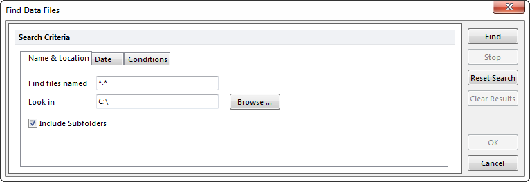 Figure 20.2  Find Data Files Dialog