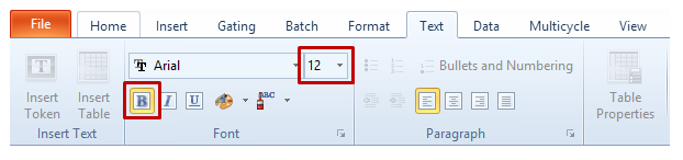 Figure T28.74  Text Tab Font and Bold Selection