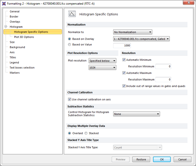Figure 8.70  Formatting Histogram Specific Options