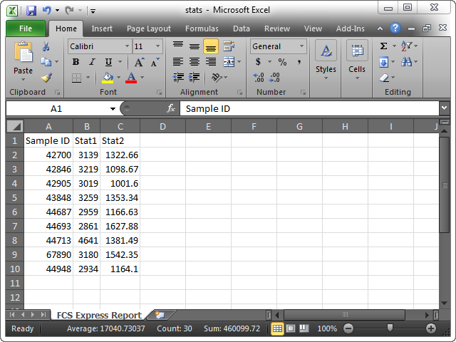 Figure 20.19  Excel (Column Mode) Sample Report