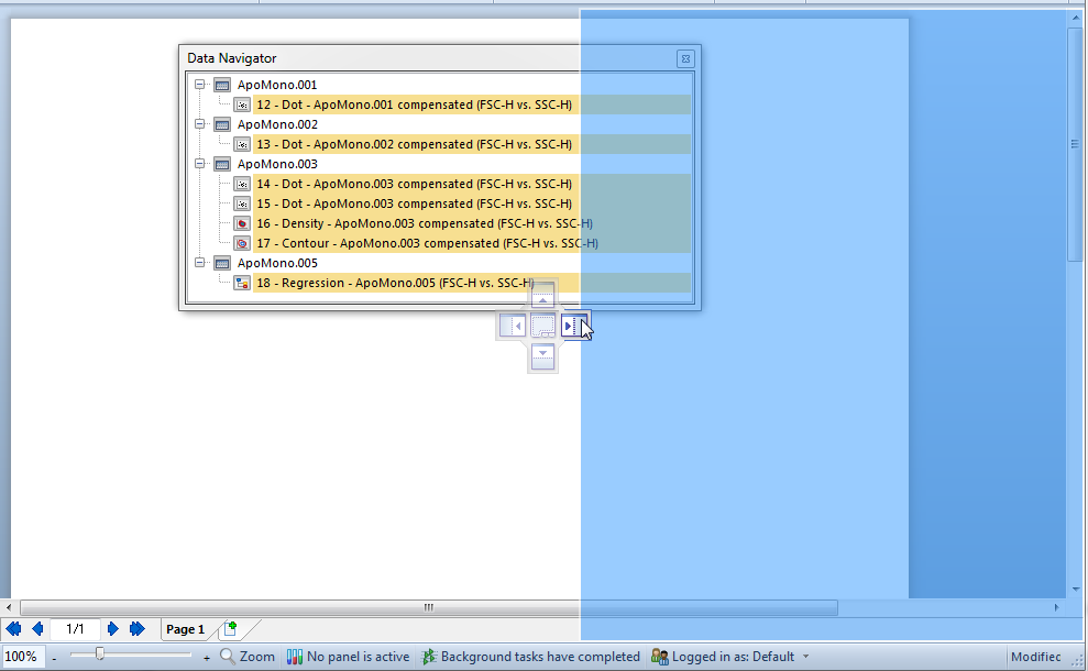 Figure 4.19  Cursor Positioned over Right Docking Zone Selector