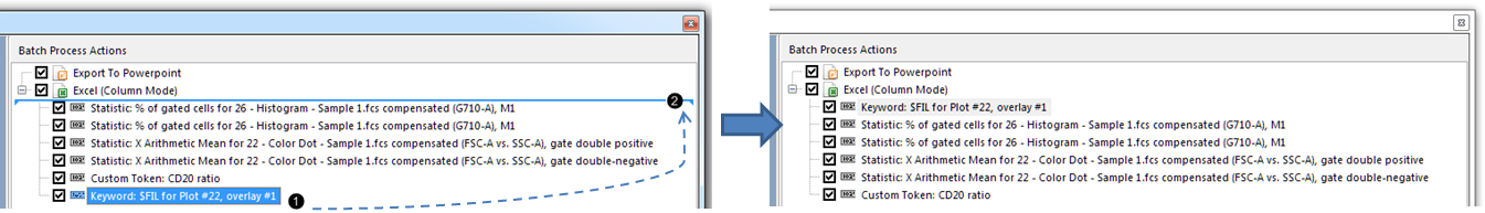 Figure T29.45  Reordering the tokens in the list to be exported to Excel