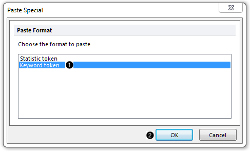 Figure T29.43  Selecting a keyword token