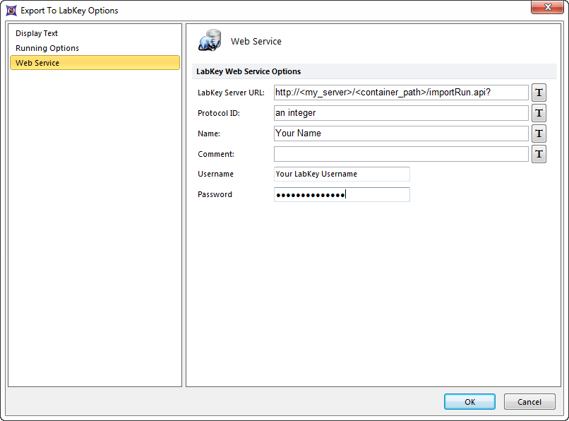 Figure 20.25 Export to LabKey Options
