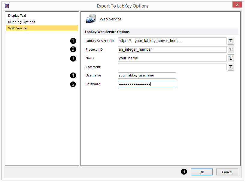 Figure T9.43 Export to LabKey Options dialog box