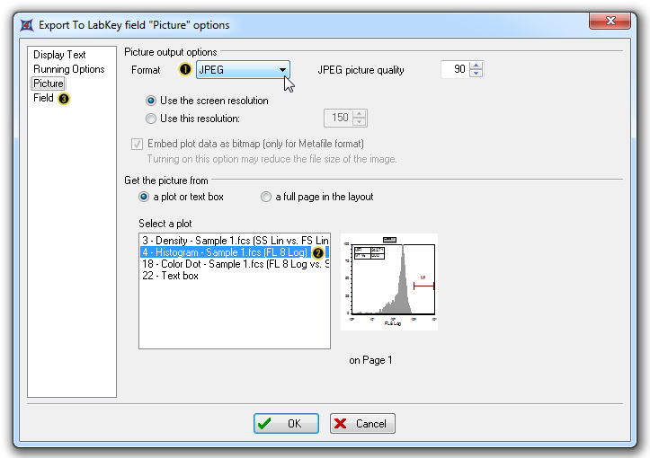 Figure T9.51 Format and data source options for exported pictures