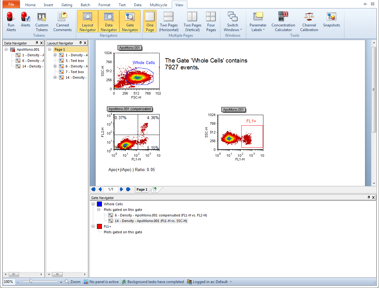Figure T11.15  Layout Navigator Docked to Right of the Data Navigator