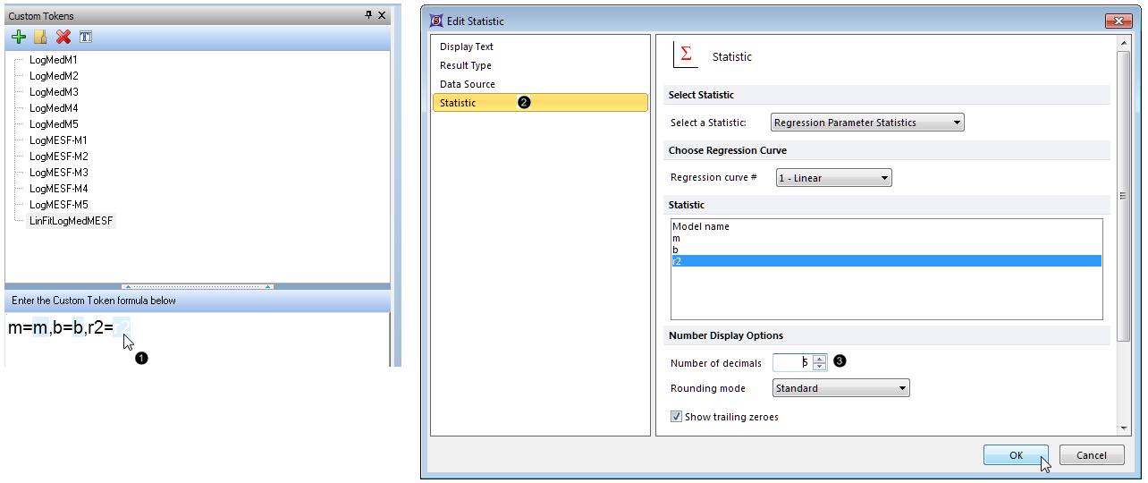Figure 27.12 Increasing the number of digits after the decimal displayed for the r-squared component of the Custom Token
