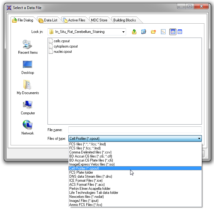 Figure T24.9  Choosing CellProfiler Files
