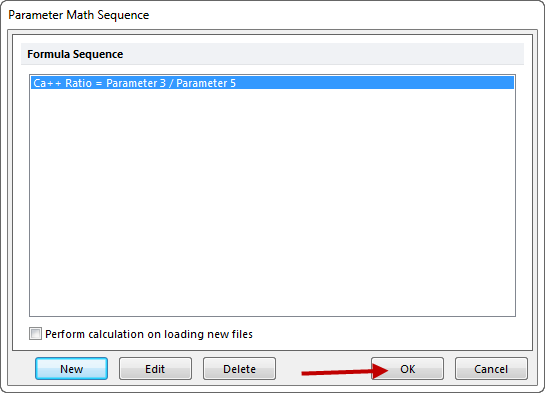 Figure T21.4  Parameter Math Sequence Dialog with Formula Displayed