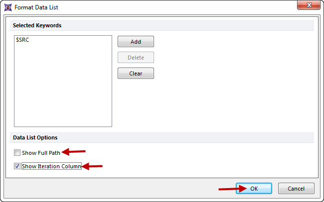 Figure T10.12  Updated Format File List Dialog with $SRC as the Selected Keyword