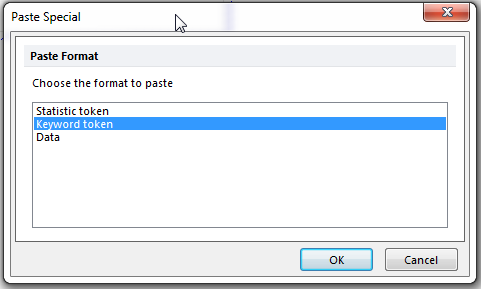 Figure T17.29  Keyword Token in the Paste Special Dialog