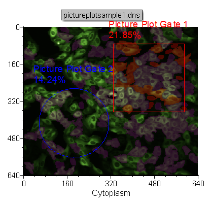 Figure T26.16  Picture Plot Displaying the Dot Plot Gated Cells in Purple