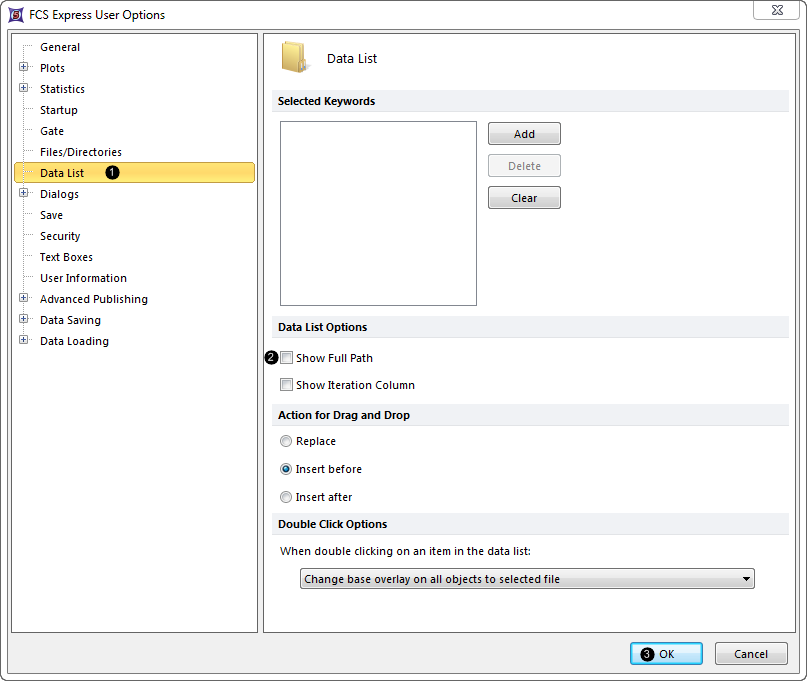 Figure T30.2  Data List preferences