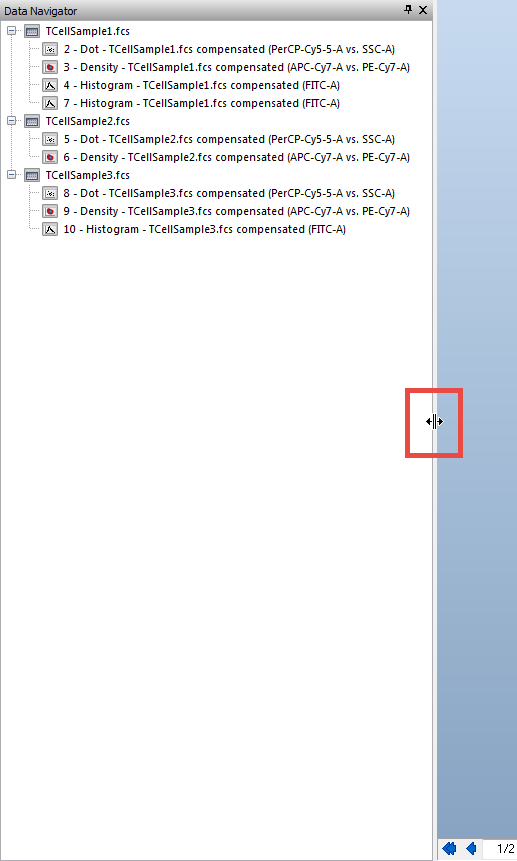 Figure T12.5  Resizing the Data Navigator