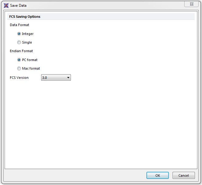Figure 17.6 - The Save Data dialog allows you to choose the format of the data file saved.