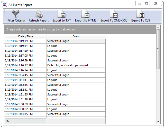 Figure 32.21 The All Events Report Dialog