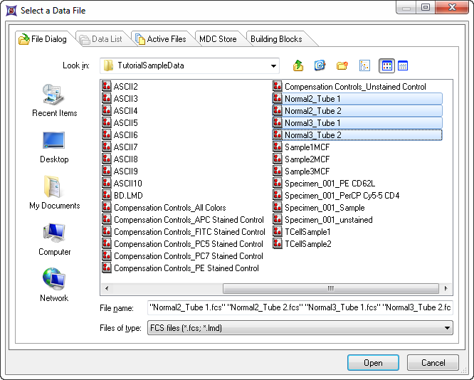 Figure T10.7  Selecting Data Files to insert into the Data List.