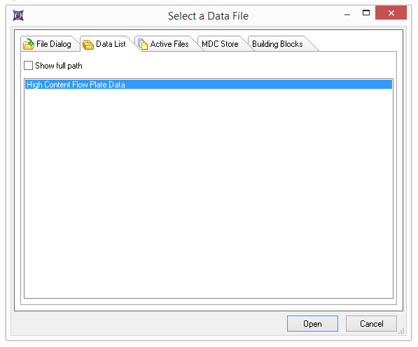 Figure T18.3  Choosing a Data File from the Data List Tab