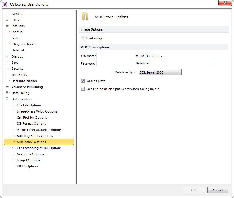 Figure 8.40 MDC Store options
