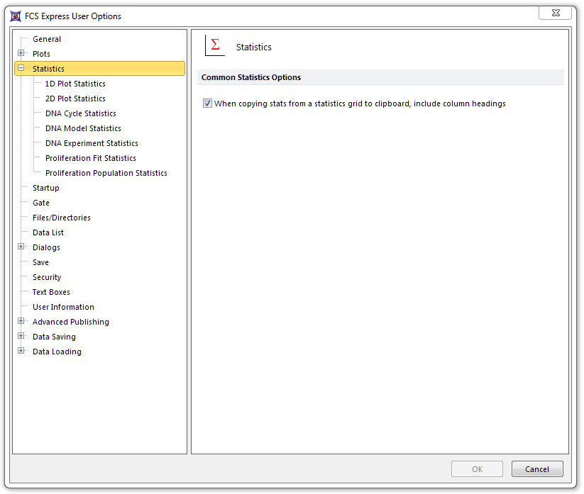 Figure 8.14  Statistics Options