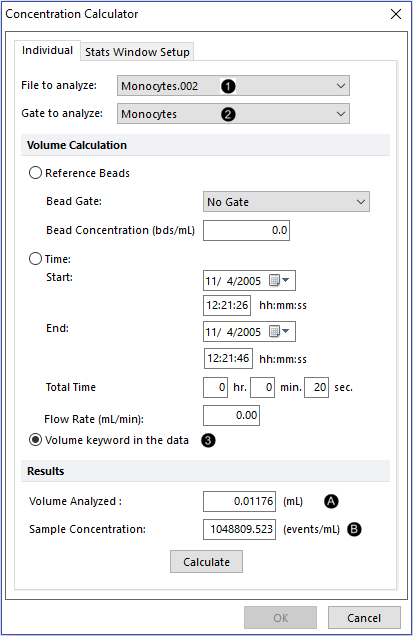 Figure T22.5  Concentration Calculator Dialog Using the $VOL keyword