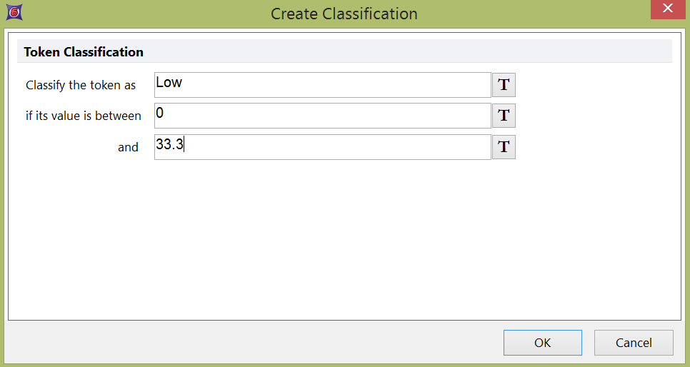 Figure T5.39A  Create classification Dialog -- "Low" Token