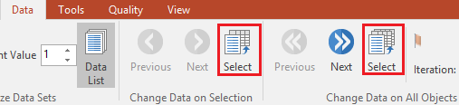 Figure 8.33 - Select command outlined in red from Change Data groups within Data tab on ribbon