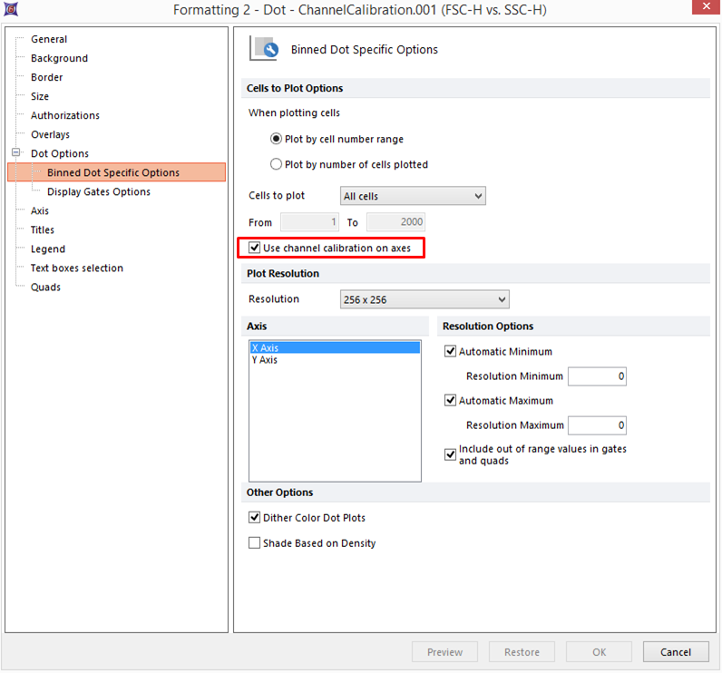 Figure 15.6 - Channel Calibration on Axes in Formatting Dialog