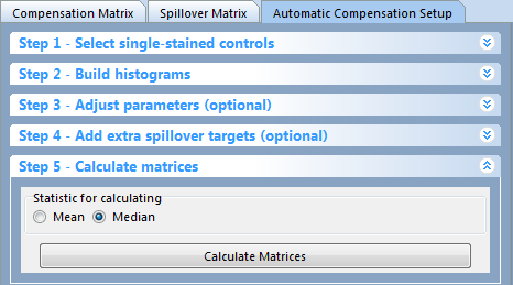 Figure 16.16 Step 5: Calculate Matrices button and choosing Mean or Median.