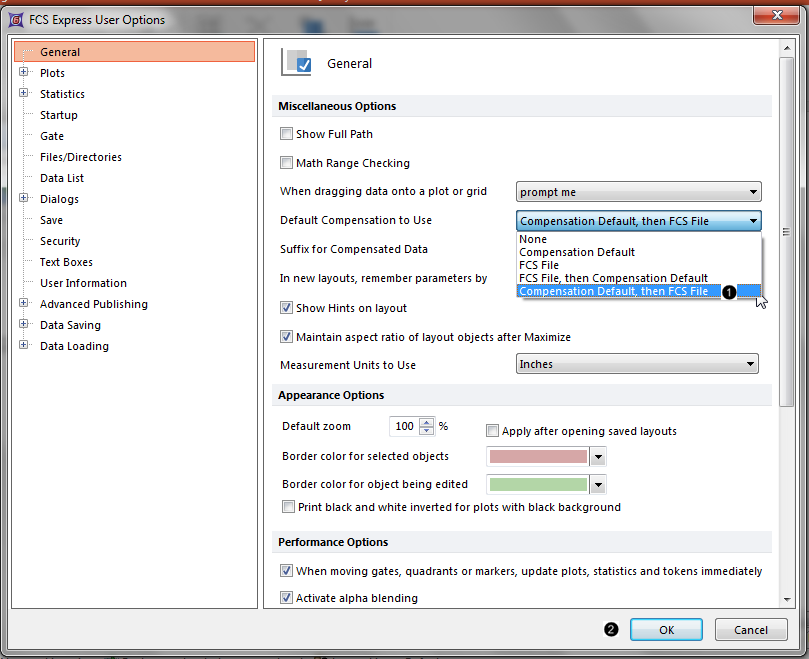 Figure 1.  Changing the default Compensation Option.