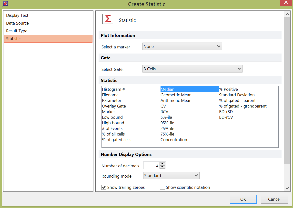 Figure 15.25b Choosing a Statistic for the Custom Token.