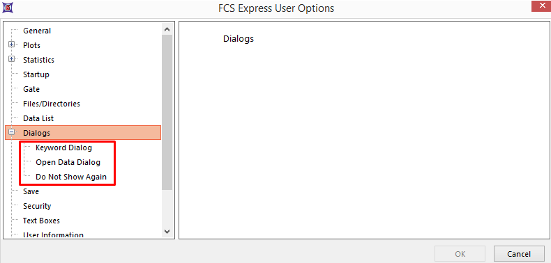 Figure 8.27 - Subcategories for Dialogs outlined in red