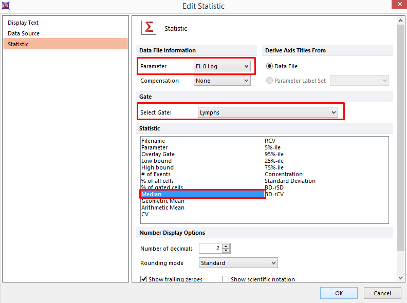Figure T17.10 - Edit Statistic window for Lymphs