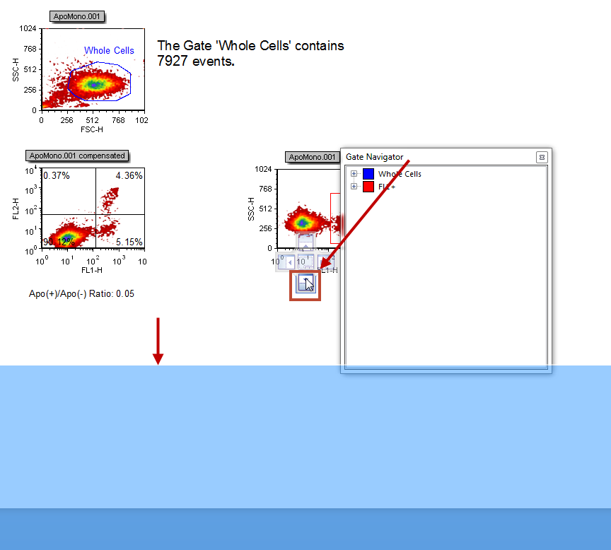 Figure T11.4B  Gate Navigator -- Cursor on the Bottom Arrow of the Docking Icon