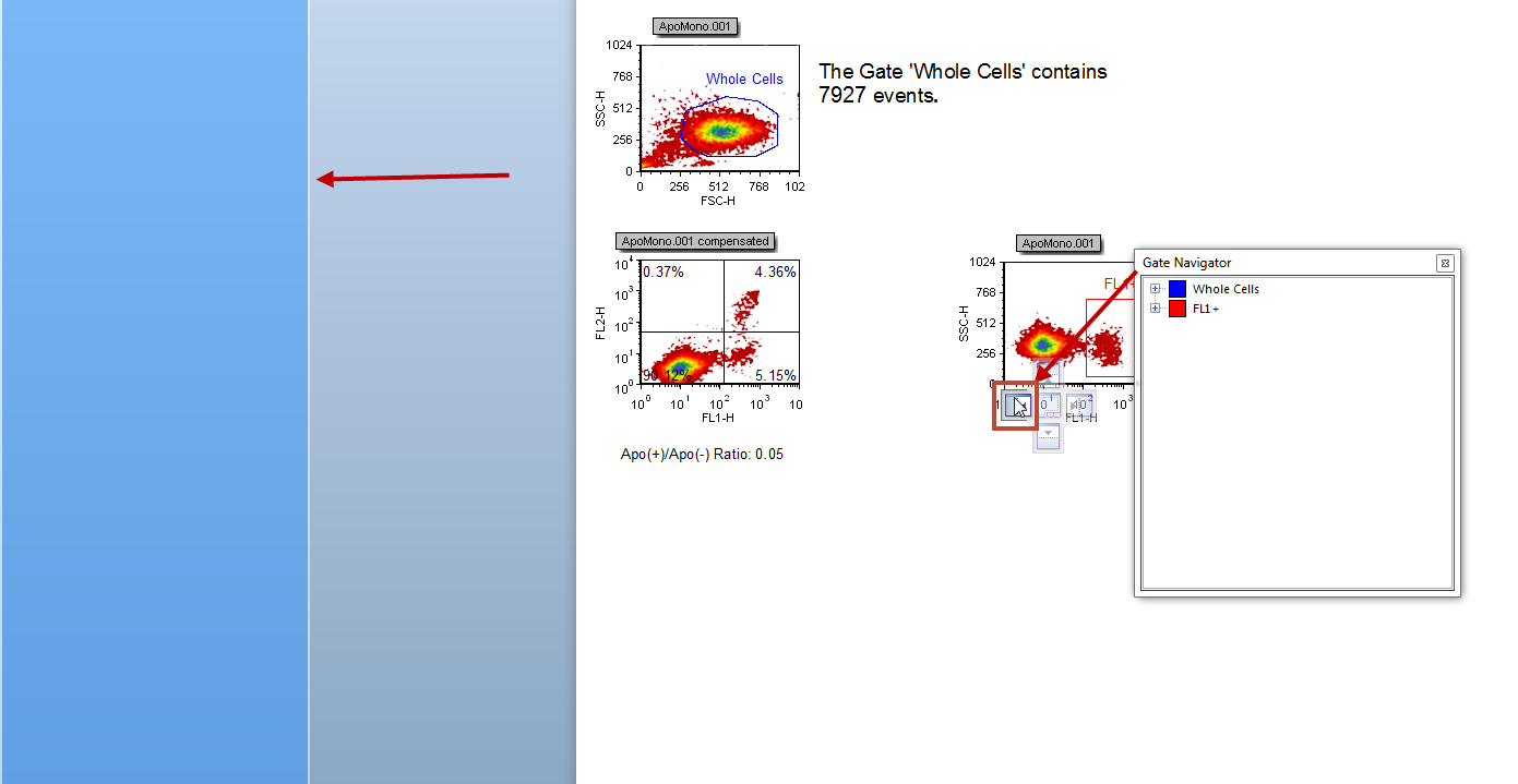 Figure T11.4C  Gate Navigator -- Cursor on the Left Arrow of the Docking Icon