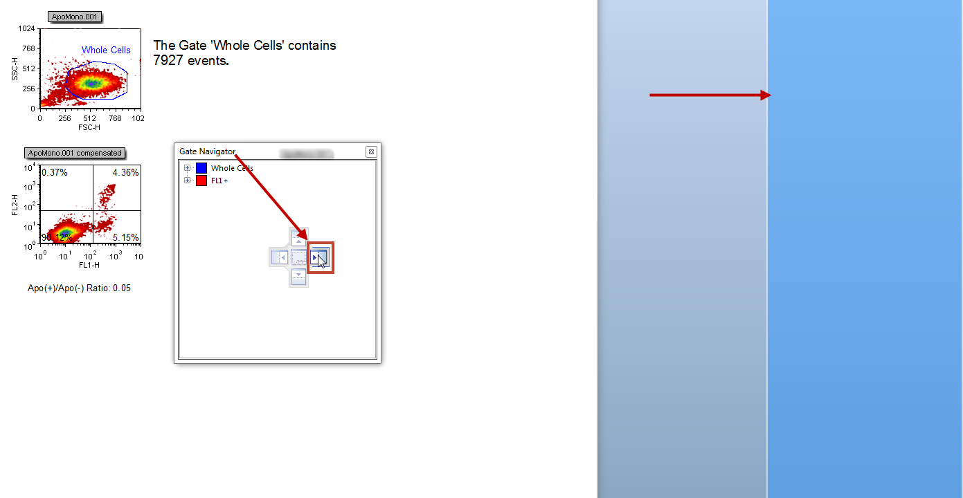 Figure T11.4A  Gate Navigator -- Cursor on the Right Arrow of the Docking Icon 