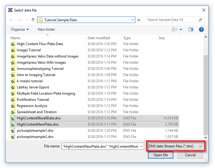 Figure T18.31a - Multiple file selection in the Select a Data File window