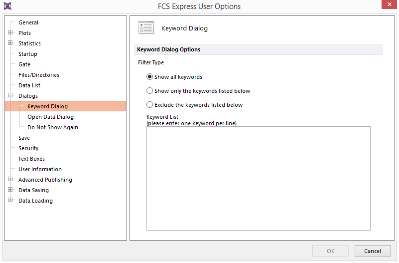 Figure 8.28  Keyword Dialog Preferences