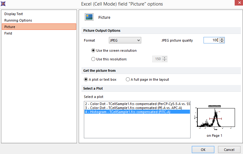 Figure 20.38  Excell (Cell Mode) Picture Options