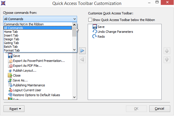 Figure 3.14  Quick Access Toolbar Customization dialog