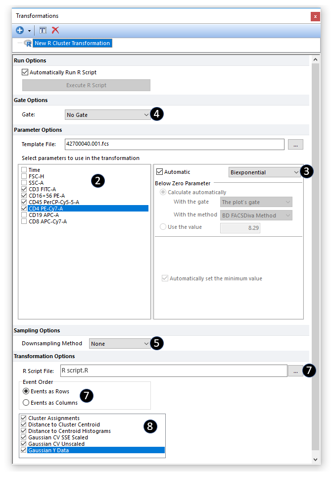 Figure 29.53. The transformation window with a fully set New R Cluster Transformation.