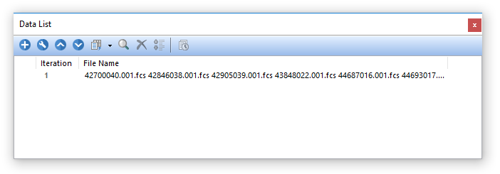 Figure 16.25 below. The Data List with the virtually merged file loaded.