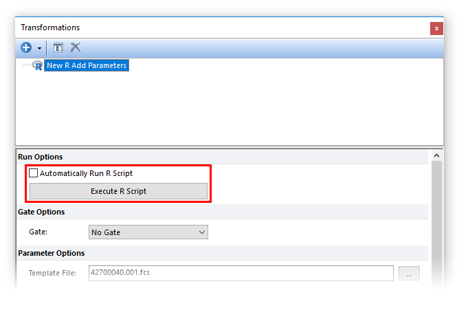 Figure 29.47 Unchecking the Automatically Run R Script box will allow the user to run the R script manually only when required.