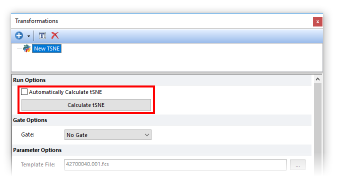 Figure 29.64 Unchecking the Automatically Calculate tSNE box will allow the user to calculate tSNE manually only when required.