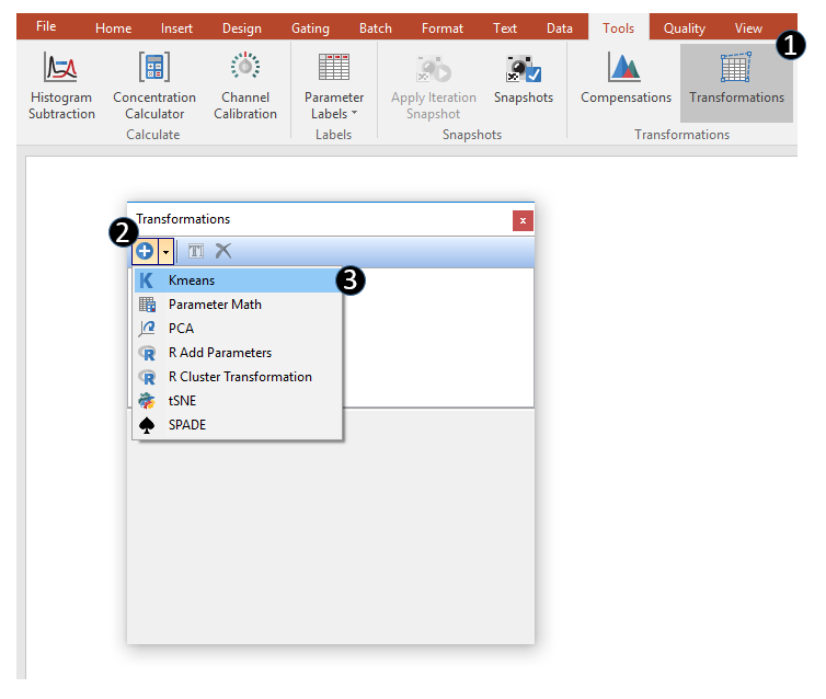 (Figure 29.27) - A Kmeans transformation can be created via the Transformations navigator.