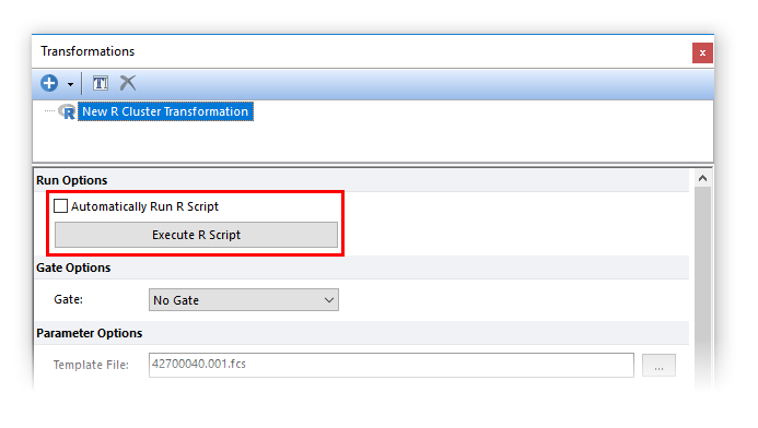 Figure 29.54 Unchecking the Automatically Run R Script box will allow the user to run the R script  manually only when required.